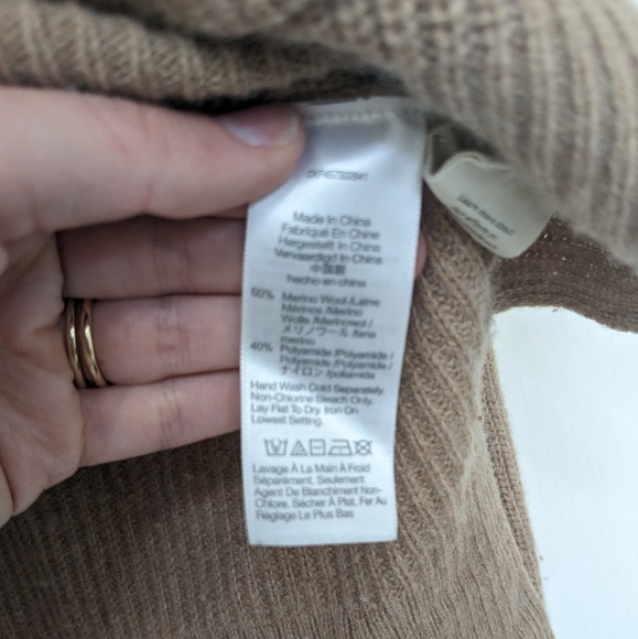 MADEWELL Glenbrook Honey Brown Camel Ribbed Sweater 1/4 Zip Long Sleeve XSmall - Picture 6 of 9